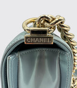 Chanel Boy Bag Patent Leather Baby Blue Small