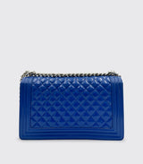 Chanel Old Medium Boy Bag Royal Blue Patent Leather