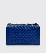 Chanel Old Medium Boy Bag Royal Blue Patent Leather