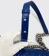 Chanel Old Medium Boy Bag Royal Blue Patent Leather