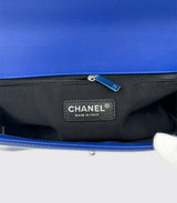 Chanel Old Medium Boy Bag Royal Blue Patent Leather