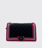 Chanel Fluo Boy Flap Cavas Quilted handbag Blue Pink White