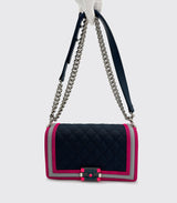 Chanel Fluo Boy Flap Cavas Quilted handbag Blue Pink White