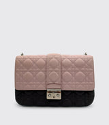 Christian Dior Miss Dior Pink Grey Lambskin Cannage Quilt Flap Bag