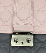 Christian Dior Miss Dior Pink Grey Lambskin Cannage Quilt Flap Bag