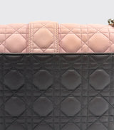 Christian Dior Miss Dior Pink Grey Lambskin Cannage Quilt Flap Bag