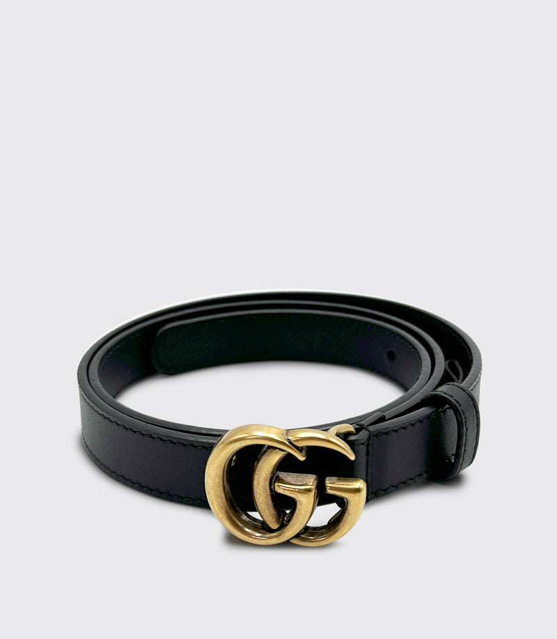 Gucci GG Marmont Thin Belt Black Leather