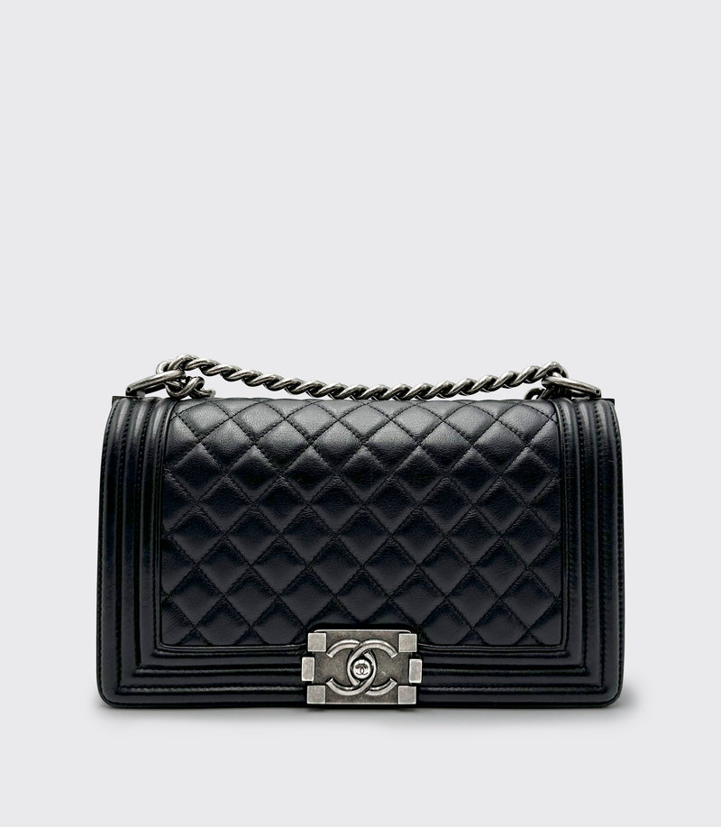 Chanel Off White Caviar Old Medium Boy Bag at Jills Consignment